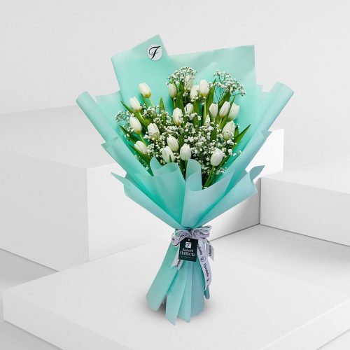 special white tulip bouquet send in doha