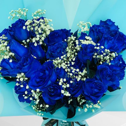 special blue flowers with gypsophila