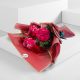 red roses and red hydrangea bouquet