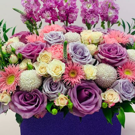 purple theme flower box