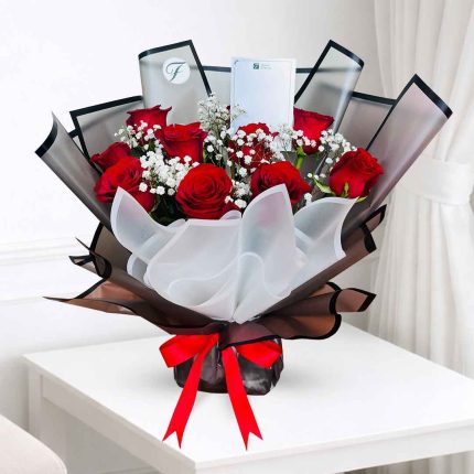 Red roses bouquet buy online in Qatar, Flower bouquet delivery in Qatar