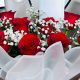 10 red roses simple bouquet for affordable price