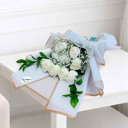 white roses bouquet for 100 qr in Qatar, send getwell soon bouquet in Qatar