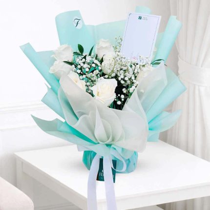White Roses bouquet price in Qatar, send bouquet to hospital, get well soon gift buy online in Qatar