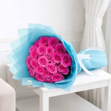 Annivasaery gifts pink roses bouquet with elegant look, order online flower bouquet delivery arround qatar