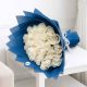 Luxury 25 white roses bouquet beautifully wrapped in elegant premium paper, perfect for men's birthday gifts, corporate gifting, congratulations, graduation, and same-day flower delivery in Doha, Qatar.
