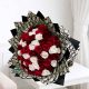 Luxury 50 White & Red Mixed Roses Bouquet