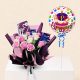 Premium birthday gift combo with fresh pink and white roses bouquet, Dairy Milk chocolates, foam rose teddy bear, and Happy Birthday foil balloon. Perfect birthday surprise with same-day flower and gift delivery across Doha, Qatar.