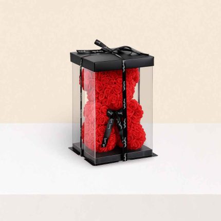Red foam roses teddy bear buy in Qatar
