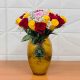 Premium mixed colour roses beautifully arranged in an elegant glass vase with fresh red, pink, white, yellow and peach roses for luxury flower delivery in Doha, Qatar.