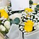 Elegant 14 Yellow & White Mixed Roses Stand Bouquet – Premium Fresh Flower Arrangement with Same-Day Delivery Across Qatar.