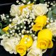 Elegant Yellow & White Roses Bouquet in Luxury Black Wrapping