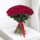 50 red roses naked bouquet in elegant hand-tied arrangement, fresh red roses bouquet delivery in Qatar