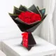 25 red roses bouquet with elegant black and golden border wrapping, luxury flower delivery in Qatar