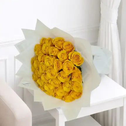50 yellow rose bouquet in Qatar – luxury yellow roses flower arrangement