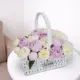 Pink peony flower arrangement in elegant basket – luxury pink flowers delivery in Qatar