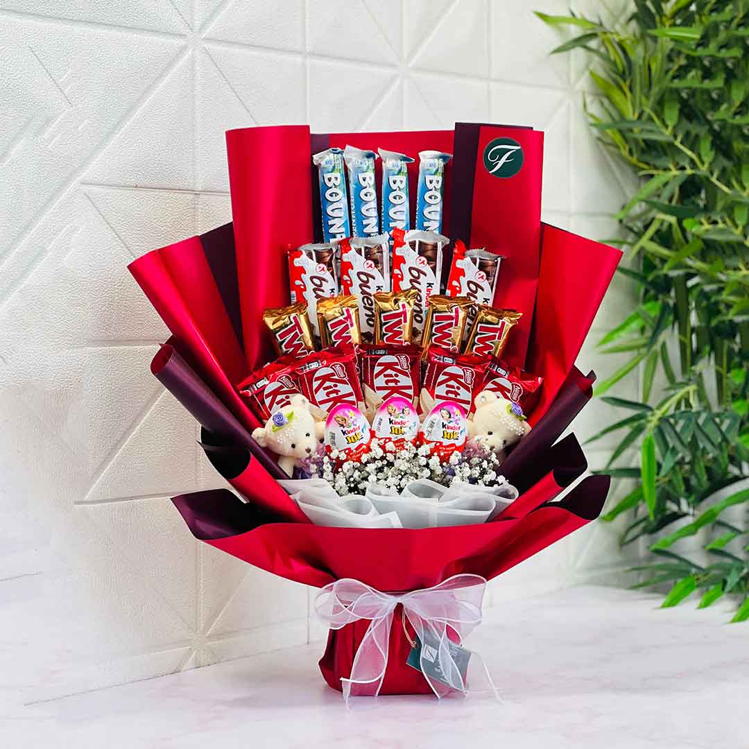 Chocolate Bouquet for Girls | Sweet Chocolate Gift Bouquet Qatar Chocolate bouquet for girls with assorted chocolates – Florabella Qatar