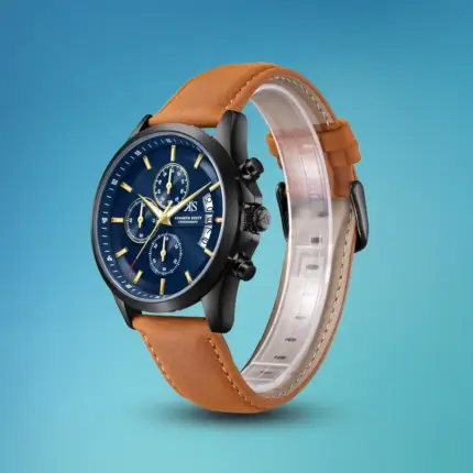 Kenneth Scott K26106-BLDN men's chronograph blue dial watch with stainless steel bracelet