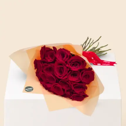 20 red roses bouquet with simple luxury wrapping for flower delivery in Qatar