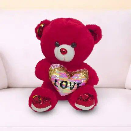 Red teddy bear soft toy gift available online with delivery across Qatar – Florabella Flowers