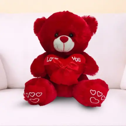 Red soft toy teddy bear combo gift for girlfriend, birthday and anniversary in Qatar